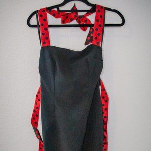 Black Retro Dress with Polkadot Ribbon Straps VGUC